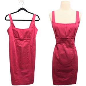 Calvin Klein Pink Square Neck Pleated Knee Length Sheath Dress 8 Cocktail Formal